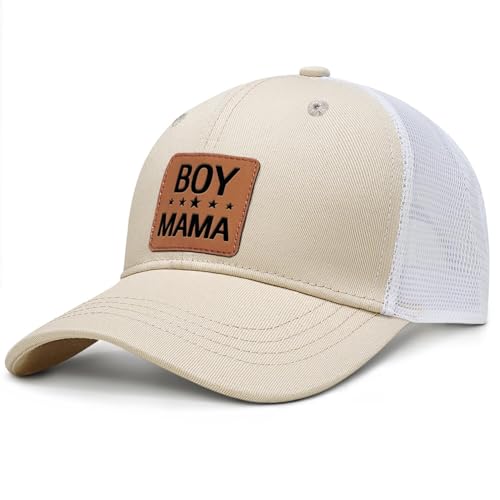 Image of Mother Mama Mom Hat for Women Leather Patch Baseball Mom Trucker Cap Gifts for Mothers Day Birthday