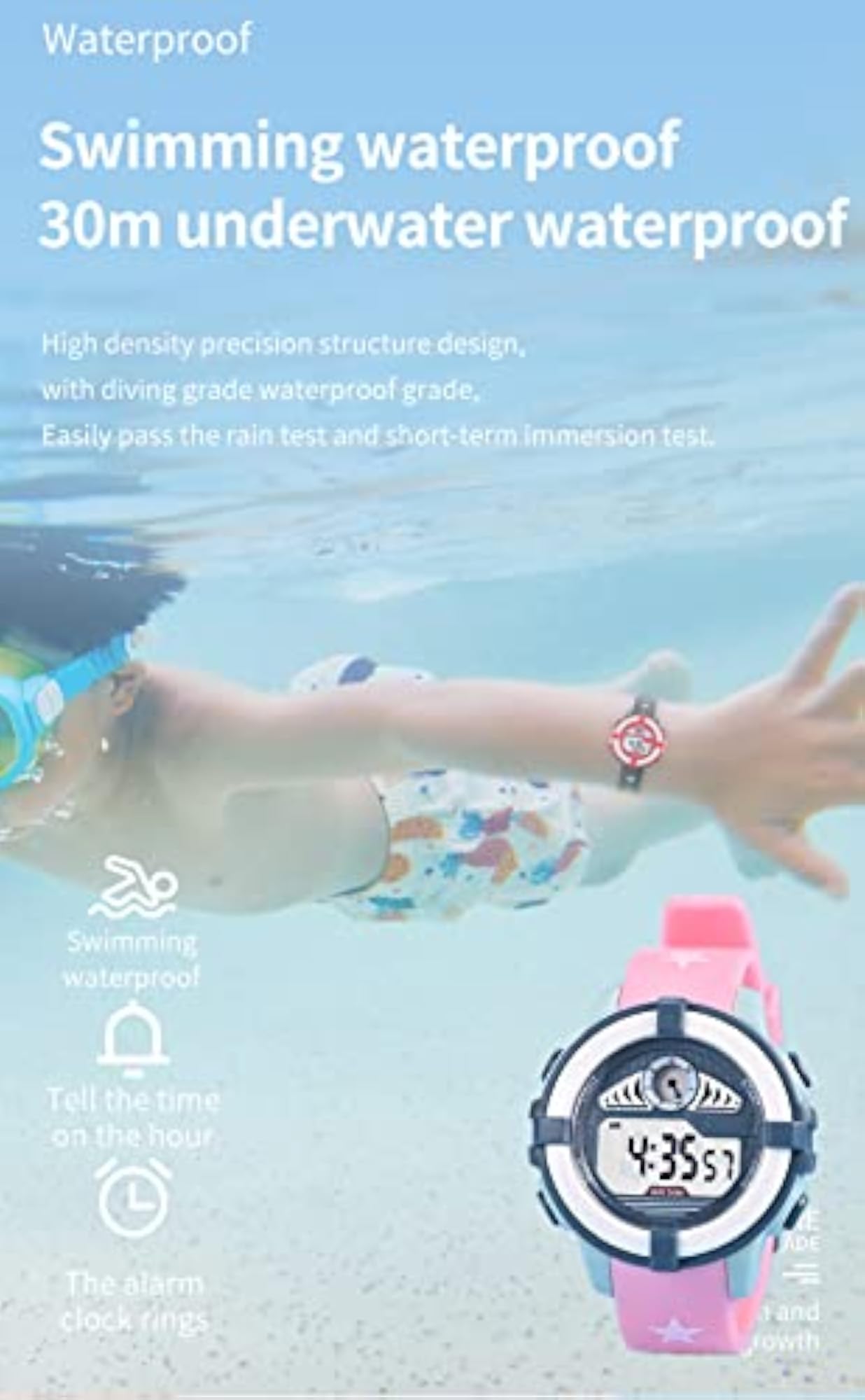 Digital Dial Waterproof Watch for Small Boys & Girls
