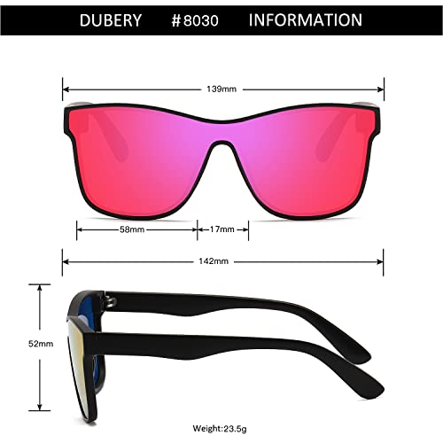 DUBERY Fashion Polarized Sunglasses for Women Men 100% UV Protection Trendy Siamese Lens Shades D80303