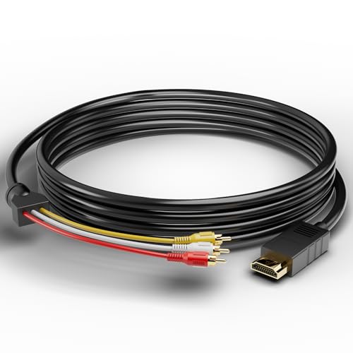 Eanetf HDMI to RCA Cable with Built-in Converter 1080P HDMI to 3 RCA AV Adapter (Composite Video + Audio) 5ft (1.5m) for Connecting DVD Player HDTV PC to Old TV Projector Legacy Devices
