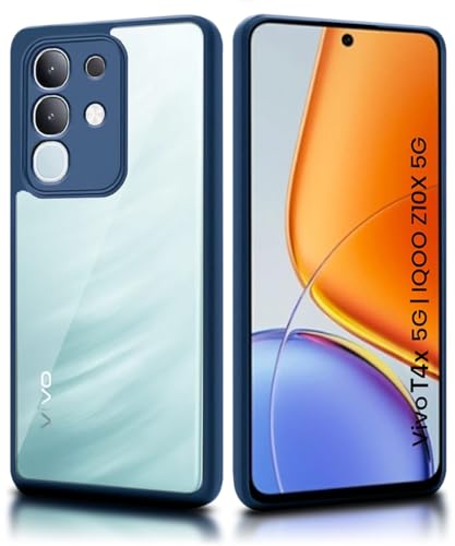 Image of WOW IMAGINE Shockproof Hybrid Back Cover for Vivo T4x 5G | iQoo Z10x 5G | Vivo Y31 Pro 5G | Hard Slim fit Back Case | PC & TPU | Clear Transparent Case - Blue