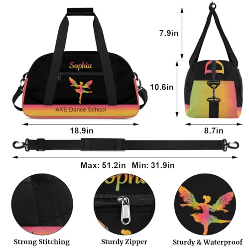 Orange Dance Bag for Girls 5-7 Customized Dance Duffel Bag for Girls Sports Bag for Kids Gym Bag Small Dance Tote As Gifts for Girls Gradient Orange Dance Bag2