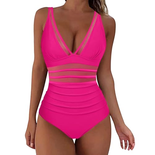 MJGkhiy Traje de baño para mujer de tamaño grande, bañador de una pieza con aros, traje de una pieza con brillo, traje de piscina entero con soporte de pecho, C3., M