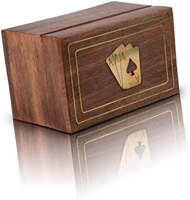 Wooden Playing Card Holder Deck Box Storage Case Organizer Includes Cards image 4