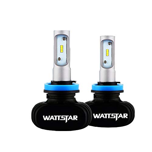 Wattstar H11 LED Coche, 8000LM Faros Delanteros Bombillas para Moto, Reemplazo de la Luz Halógena, Xenon Blanco 6500K, 2 Lámparas