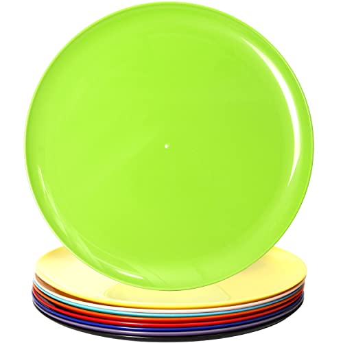 Youngever 9 Pack 30CM Plastic Plates, Re-usable Large Plates, Dinner Plates, Set of 9 (Rainbow Colors), Multicolor, 12 Inch