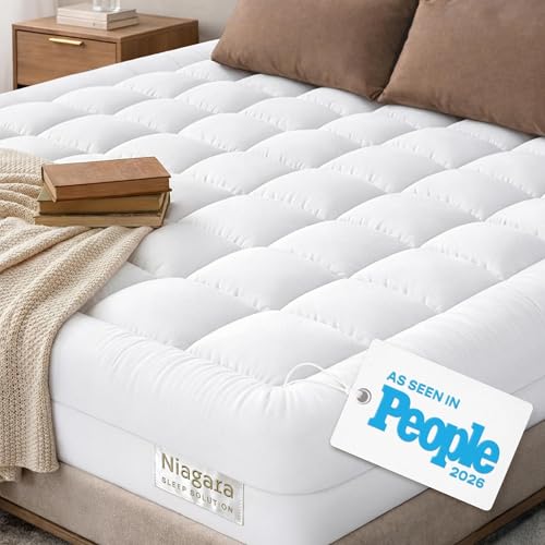 Niagara Sleep Solution Cloud-Like Queen Mattress Topper - 100% Cotton Top Mattress Pad for Back Pain...