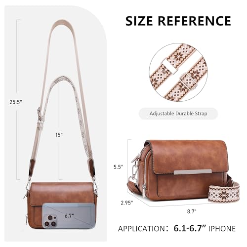 Roulens Women's RFID-Blocking PU Leather Crossbody Bag w/ Adjustable Woven Strap (Brown, Black or Black/Brown) - image 6