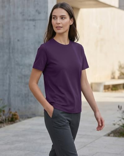 Image of NOBERO 100% Cotton T-Shirts for Women Stylish | Regular Fit | Solid T Shirts for Women 180 GSM Combed Cotton | Crew Neck Half Sleeve