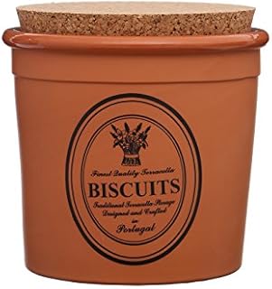 Premier Housewares Porto Biscuit Canister-Natural Terracotta, Ceramic, Orange, 17 x 17 x 16 cm