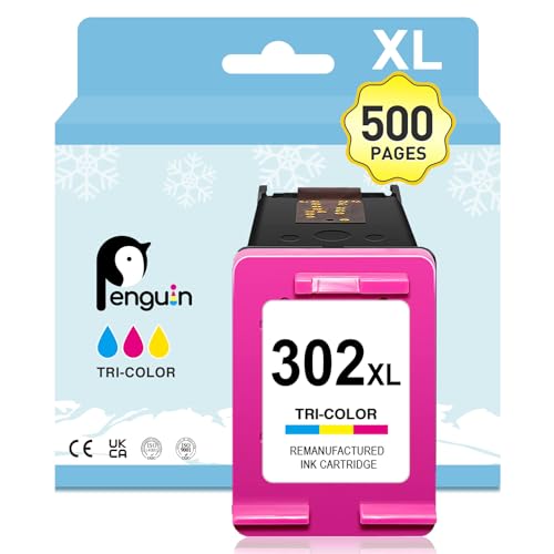 Penguin 302XL Druckerpatronen für HP 302 XL für HP Envy 4520 4522 4525 HP Deskjet 1110 3630 3633 3636 Officejet 3830 4520 4650 5220 5230 (1 Farbe) wiederaufbereitete Patronen