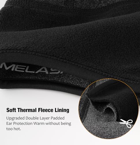 MELASA Winter Helmet Liner Skull Cap, Fleece Lined Warm Cycling Cap with Glasses Holes, Thermal Hat Beanie for Men Women