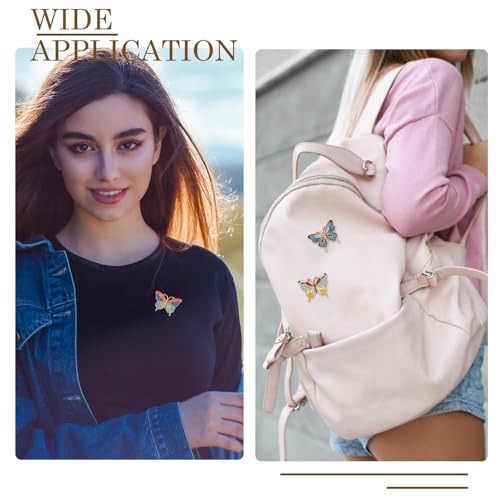 Image of Cheriswelry 4Pcs Butterfly Enamel Pins for Backpack Enamel Lapel Pins Bulk 28.5x34mm for Summer Decoration Jacket Hat Clothes Bags Shoes Accessories