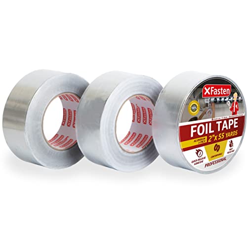Xfasten Professional Aluminum Foil Tape, 3.6 Mil, 2 Inches X 55 Yards (3-Pack) #TOP13