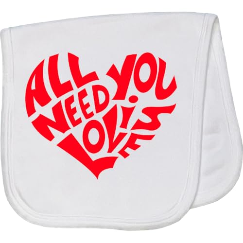 inktastic All You Need is Love Red Heart Shape Baby Burp Cloth White 28a02