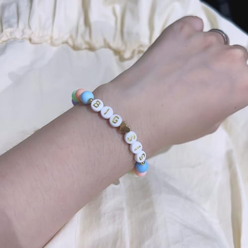 Image of Fuqimanman2020 Big Sister Bracelet Colorful Little Sister Bracelet Letter Beads Bracelet for Sister Jewelry Gift