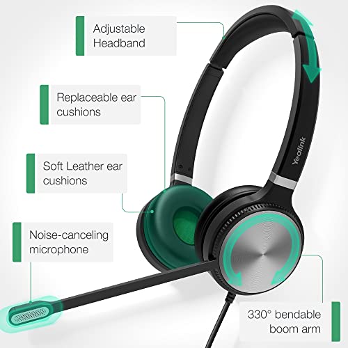 Yealink Headset With Microphone For Pc Laptop Computer Headset Teams Certified Usb Headset Uh36 Uh34 Noise Cancelling With Mic Stereo 3.5Mm Jack For Calls And Music #TOP1