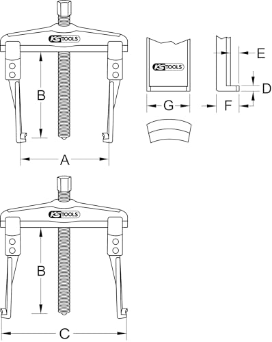 Extracteur à deux griffes KS TOOLS 620.0054 avec crochet long et fin 25-130mm - 4