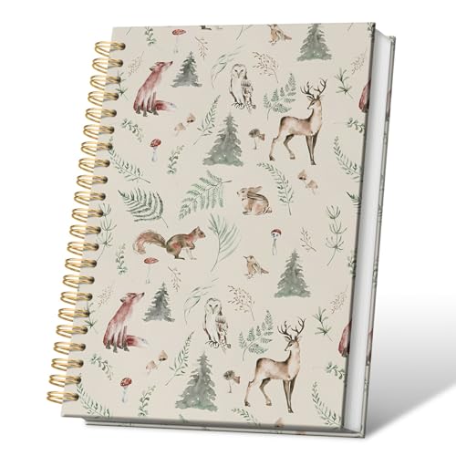 VONTP Woodland Animal Fox Bunny Mushroom Journal Notebooks, Animal Lovers Gifts College Ruled Notebooks for Note Taking, Cottagecore Botanical Journal Journaling, Spiral Notebook 5.5x8.3