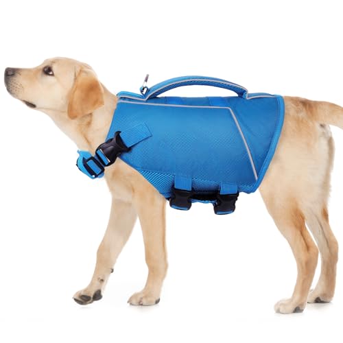 ASENKU Schwimmweste Hund 2XL Hundeschwimmweste Rettungswesten für Große Hunde mit Griff und Reflektierend,Leicht und Sicher,Hunde Schwimmweste für Wassersport, Schwimmen, Bootfahren und Kanufahre