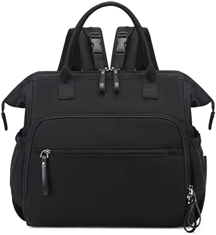 LORADI Convertible Diaper Bag Tote, Water-Resistant 14 Pockets Diaper Backpack with Anti-theft Pockets and Stroller Clips, BlackSilver