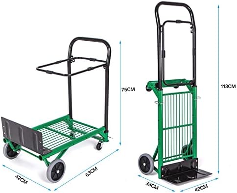 Miniatura 8 de ZSEDP - Carro plegable para jardín en casa carrito de comestibles carrito portátil carretilla elevadora multifuncional de 4 ruedas