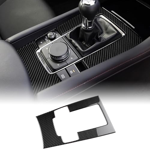 KUNGKIC Für Mazda 3 BP Axela 2019-2024 Zubehör Kohlefaser Auto Schalttafel Abdeckung Getrieberahmen Aufkleber Gangschaltung Paneel Innenbereich Dekorative Accessories (Schaltgetriebe Schwarz)