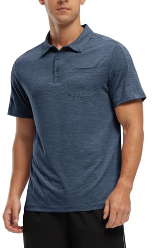 Image of Rdruko Men's Polo Shirts Short Sleeve Quick Dry Outdoor Golf Sports Shirts with Pocket