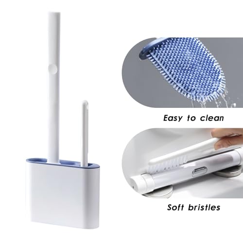 Brosse WC antibactérienne avec support mural discret