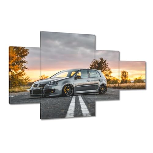 Tableau paysage et voiture vintage pour salon chaleureux moderne