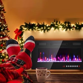 Zionheat 36 inches Electric Fireplace-Wall Fireplace for Living Room-Fireplace Freestanding/Inserts/Wall Mounted with Remote Control, Timer, Dimmer, 12 Flame Colors, 750/1500W, Ultra Thin