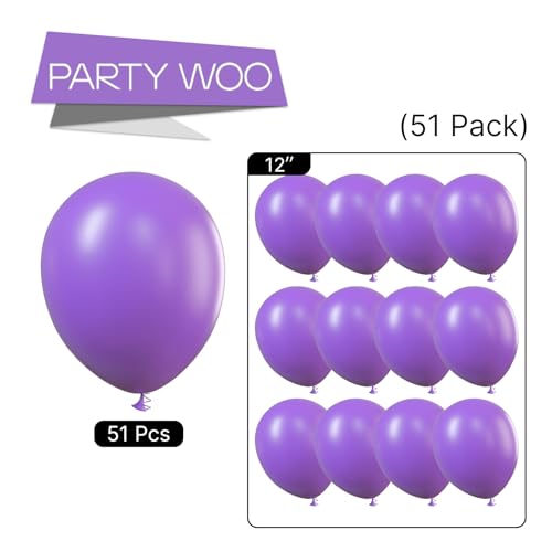 Image of PartyWoo Lavender Balloons, 51 pcs 12 Inch Light Purple Balloons, Purple Balloons for Balloon Garland or Balloon Arch as Party Decorations, Wedding Decorations, Baby Shower Decorations, Purple-Y15
