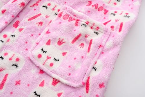 Image of Kids Hooded Bathrobe Girls Soft Plush Hooded Flannel Pajamas Sleepwear Boys Spa Robe