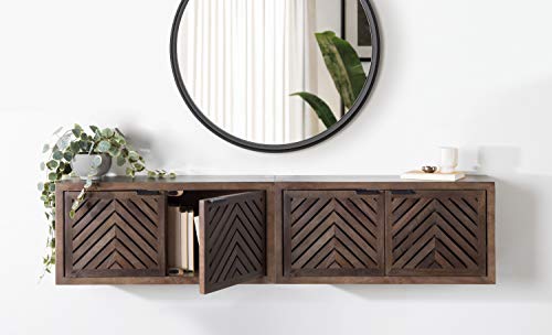 Image of Kate and Laurel Mezzeta Decorative Coastal 2-Door Wall Cabinet, 30 x 10 x 14, Natural Wood, Decorative Modern Storage Cabinet with Doors
