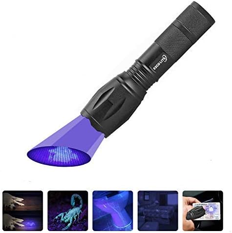 Escolite UV Flashlight Black Light, 1 LED 395 nM Ultraviolet Blacklight flashlight Detector with Adjustable Focus for Dog Urine, Pet Stains and Bed Bug, Matching with Pet Odor Eliminator
