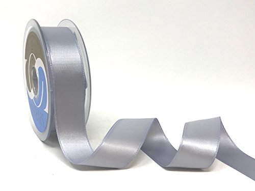Safisa Silver Grey 25mm Double-Faced Satin, on a 2m Length (Cut from a roll and Presented on a Bertie's Bows Ribbon Card)