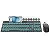 Combo de teclado y mouse inalámbricos, 7 efectos retroiluminados, letras iluminadas, recargable, soporte para teléfono, mouse de 6 botones, ángulo de inclinación ergonómico, teclado USB silencioso de