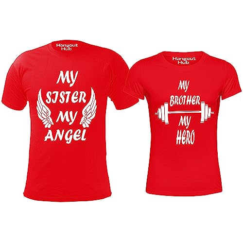 Image of Hangout Hub |Sibling Tshirts| Brother Sister Angel Hero | Set of 2