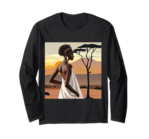 Black Queen Afro Melanin American African || Mujer africana Manga Larga