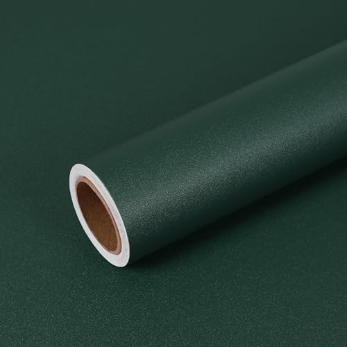 VEELIKE Papel Pintado Verde Oscuro Vintage Vinilo Adhesivo Muebles Verde Oscuro Mate 40 cm × 300 cm Papel Pintado Pared Dormitorio Habitacion Vinilo Adhesivo Pared Cocina Armarios Baño Lavable