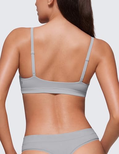 Image of CRZ YOGA Softhold Triangle Bralette | Double Lined, Light Support, Non Padded, Wireless, Casual, Ultra-Soft, V Neck, Adjustable Square Back, Everyday Bra for Women