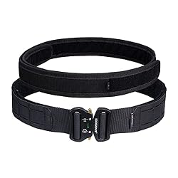 IDOGEAR 2" Cinturón Táctico MOLLE con Cinturón Interior de 1.75" Cinturón de Combate Cinturones Resistentes Hebilla Metálica Estilo Corte Láser (Medium (86-96 cm), Black)
