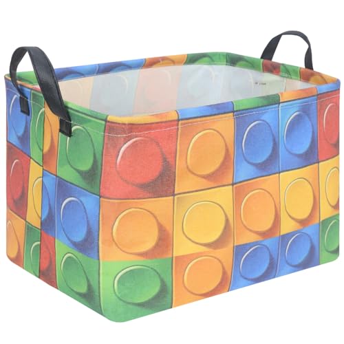 Image of FXOLCSHE Building brick Basket,Building block book storage box,Laundry hamper,Waterproof foldable Kid's laundry basket,Shelf box,Baby Room decor(Building block)