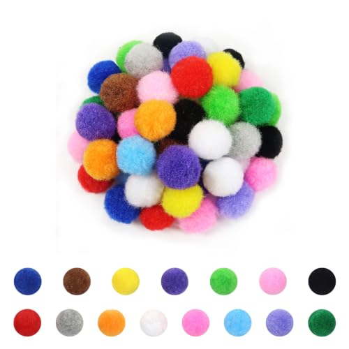 TOAOB 300pcs Pom Poms 0.8 Inch Multicolour Craft Fuzzy Pompoms Balls