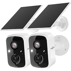Hiseeu Solar Security Cameras Wireless Outdoor 2 Pack, Battery Powered 3K 4MP wifi Cameras for Home Surveillance, PIR/AI Motion Detection, Waterproof, Color Night Vision, 2-Way Audio, Cloud/SD Storage