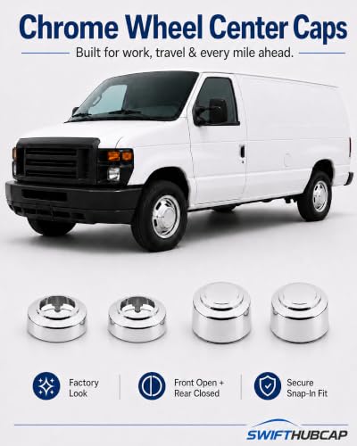 8 Lug 16" Chrome Wheel Center Hub Caps Fit for Ford 1995-2008 E250 E350 Van — view 2