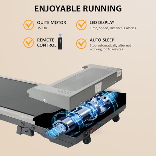 Under Desk Treadmill with Incline App Remote Control Bluetooth Speaker Walking Running Pad Machine 1-12km/h Adjustable Speeds LED Display for Home or Office (Grey) - Image 8