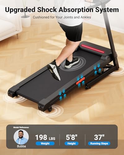 Image of THERUN Treadmill 0%-15% Incline, Runing Treadmills for Home, 3.0HP Treadmill with Incline, 0.5-9.0 MPH Foldable Treadmill with Pulse Sensors, LED Display
