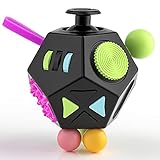 Fidget Dice Anti-anxiety and Depression Cube for Children and Adults - Black Green 12 Side