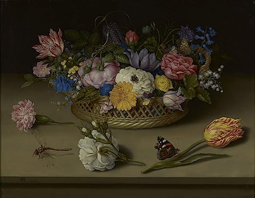 Pintura sobre lienzo de bodegón de flores clásico de Ambrosius Bosschaert, cuadro de 60x90cm
